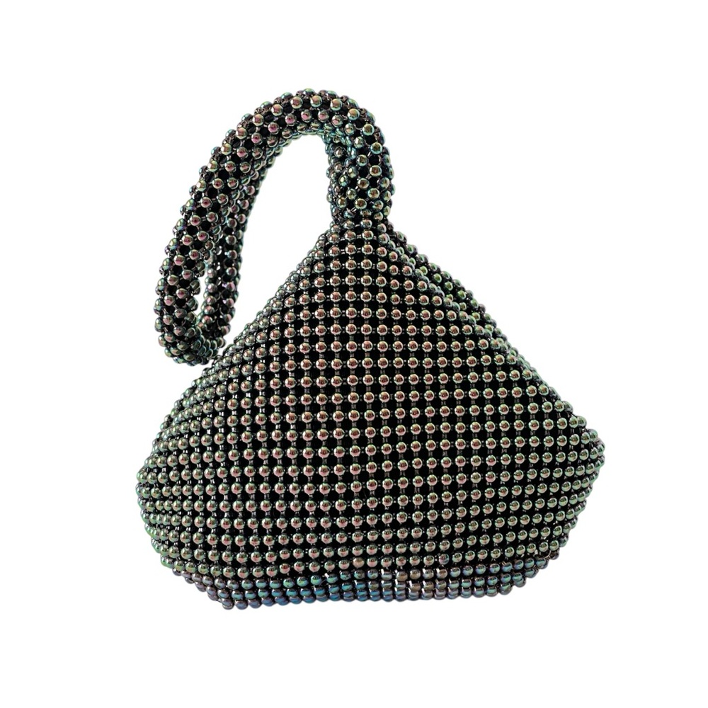 Multi Color Metallic Beaded Wristlet Clutch Pouch New without Tags